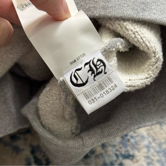 Chrome Hearts Triple Cross Paper Jam Mock Neck Grey Sweatshirt, Size XL - Picture 8 of 16